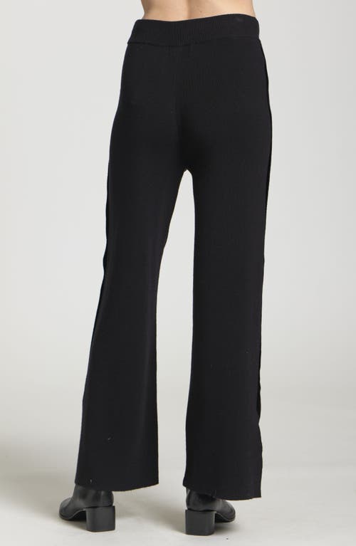 Apny Drawstring Waist Split Hem Pants In Black