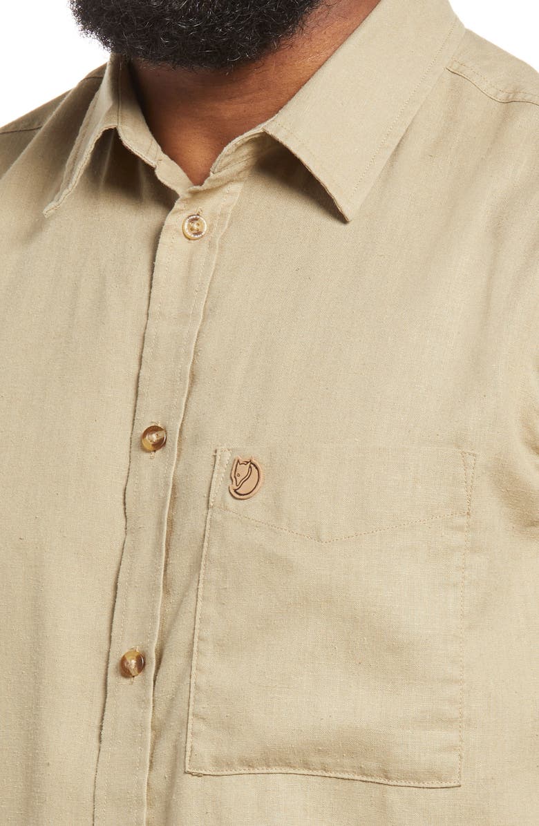 Fjällräven Ovik Travel Short Sleeve Button-Up Shirt, Alternate, color, Sand Stone