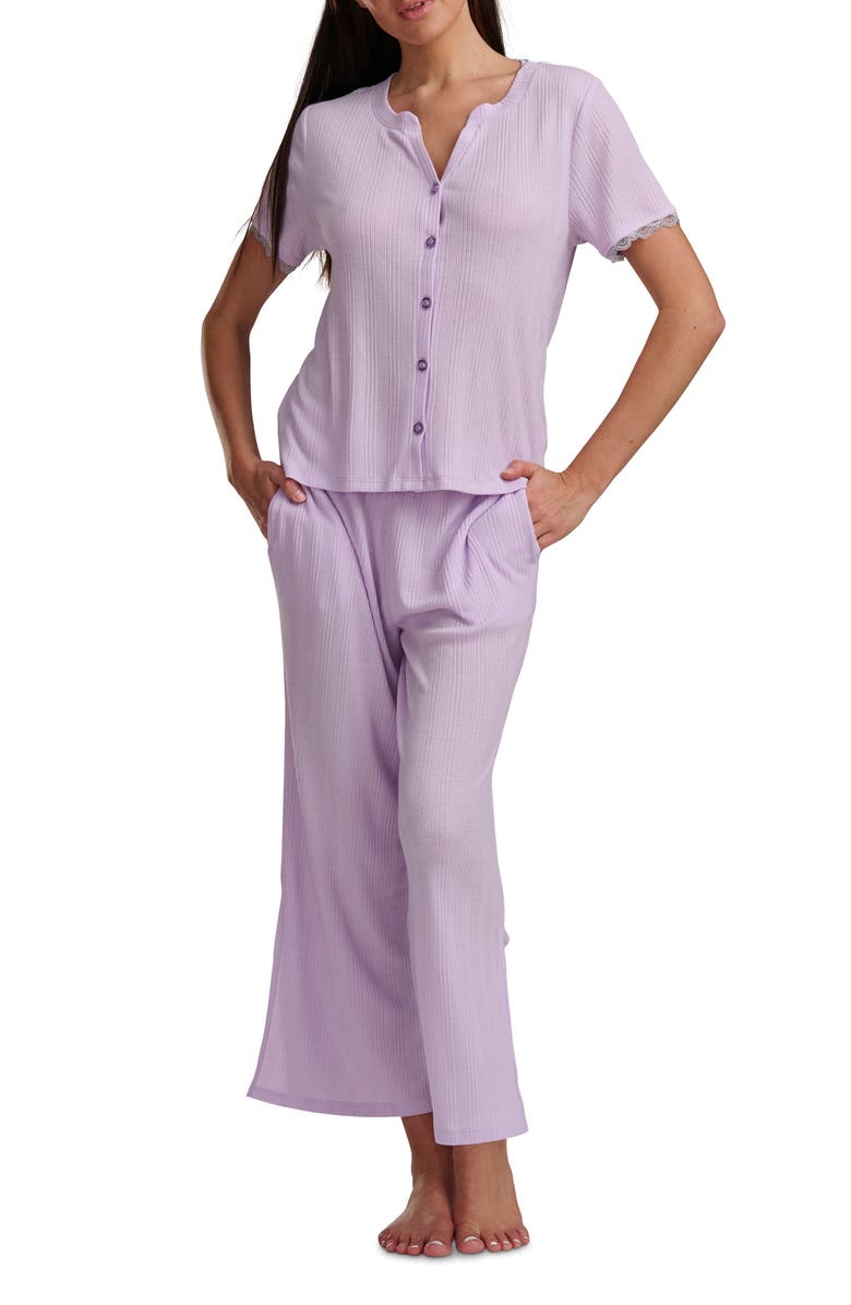 Splendid Short Sleeve Crop Pajamas, Alternate, color, Scented Lavender