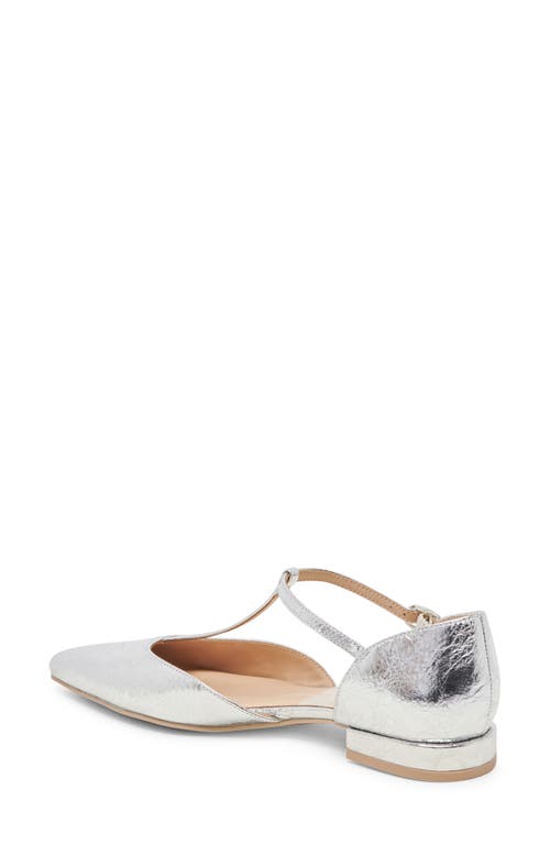 Dolce Vita Peaty T-strap Pointed Toe Flat In Silver