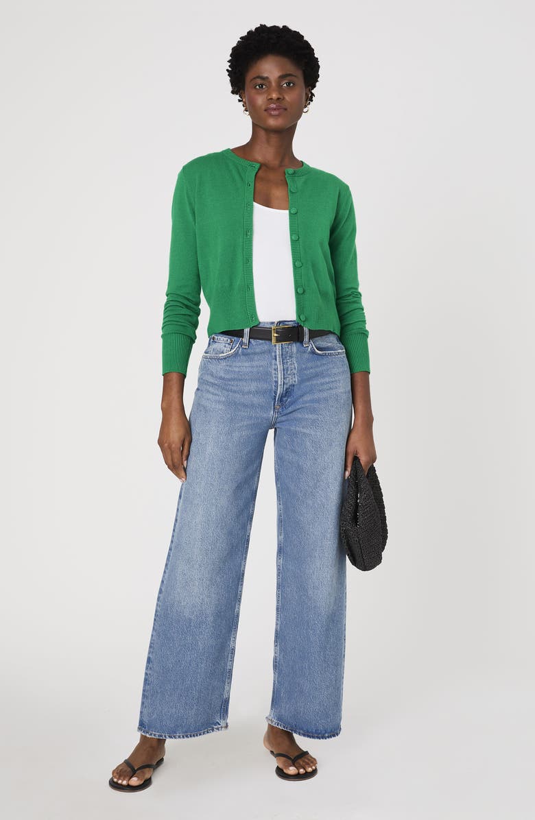 French Connection Cozysoft Crop Cardigan, Alternate, color, Green Summer