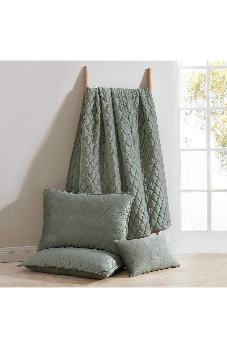 Laura Ashley Solid Diamond Quilt Set, Alternate, color, Dark Green
