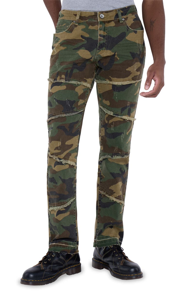 XRAY Camo Print Fringed Skinny Jeans, Main, color,
