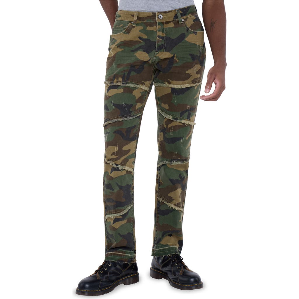 X-ray Xray Camo Print Fringed Skinny Jeans