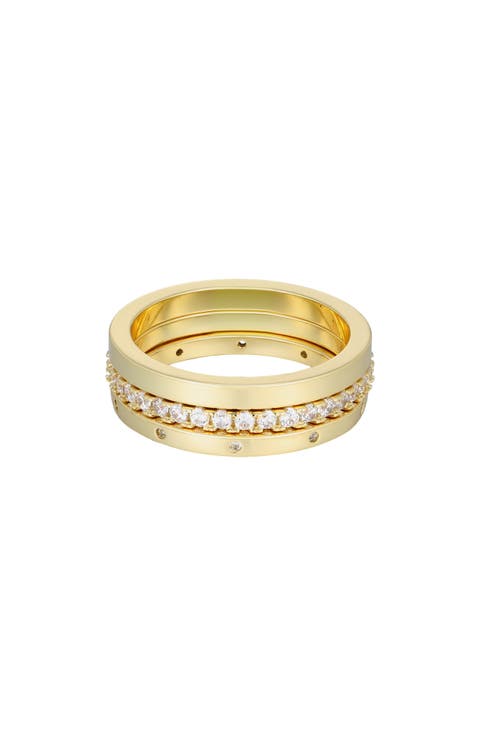 Set of 3 14K Gold Plated Cubic Zirconia Band Rings
