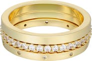 Adornia Set of 3 14K Gold Plated Cubic Zirconia Band Rings