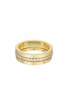 Adornia Set of 3 14K Gold Plated Cubic Zirconia Band Rings