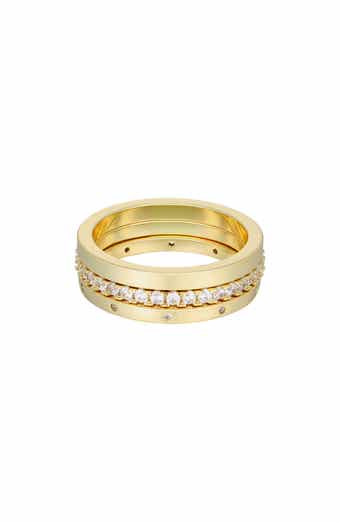 Set of 3 14K Gold Plated Cubic Zirconia Band Rings