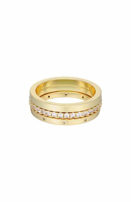 Adornia Set of 3 14K Gold Plated Cubic Zirconia Band Rings