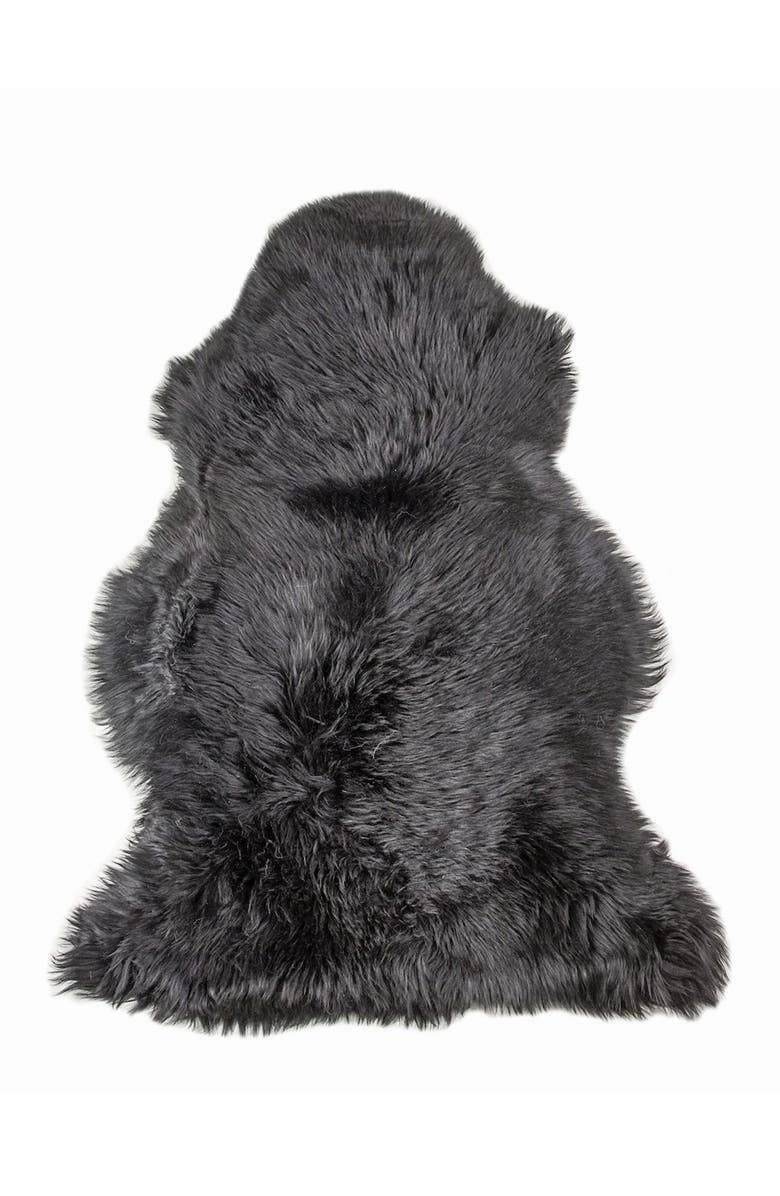 NATURAL Milan Genuine Sheepskin Shearling Throw 24" x 36" - Black, Main, color, Black
