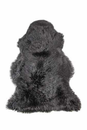 NATURAL Milan Genuine Sheepskin Shearling Throw 24" x 36" - Black