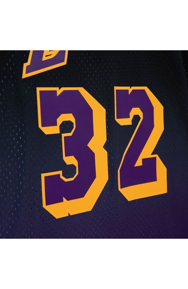 Mitchell & Ness Men's Mitchell & Ness Magic Johnson Purple/Black Los Angeles Lakers 1984/85 Hardwood Classics Fadeaway Swingman Player Jersey, Alternate, color, Purple