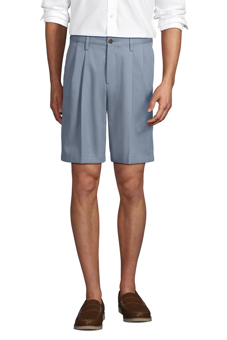 Comfort Waist Pleated 9" No Iron Chino Shorts, Main, color, Faded Glacier