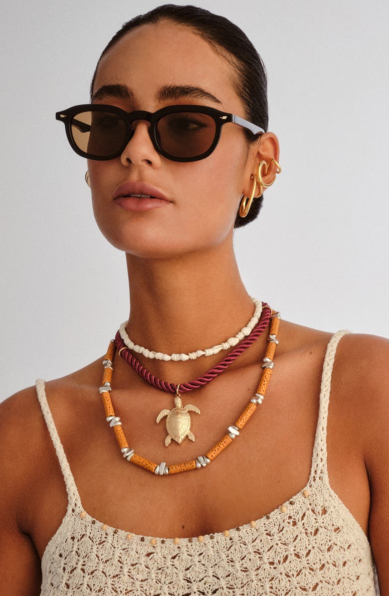 Le Specs Heart Throb 50mm Round Sunglasses, Alternate, color, Black / Light Brown Mono