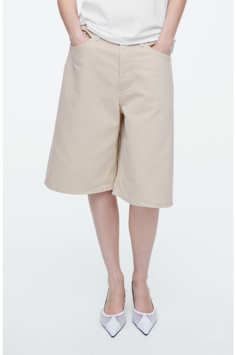 Long Denim Shorts, Main, color, WHITE LIGHT