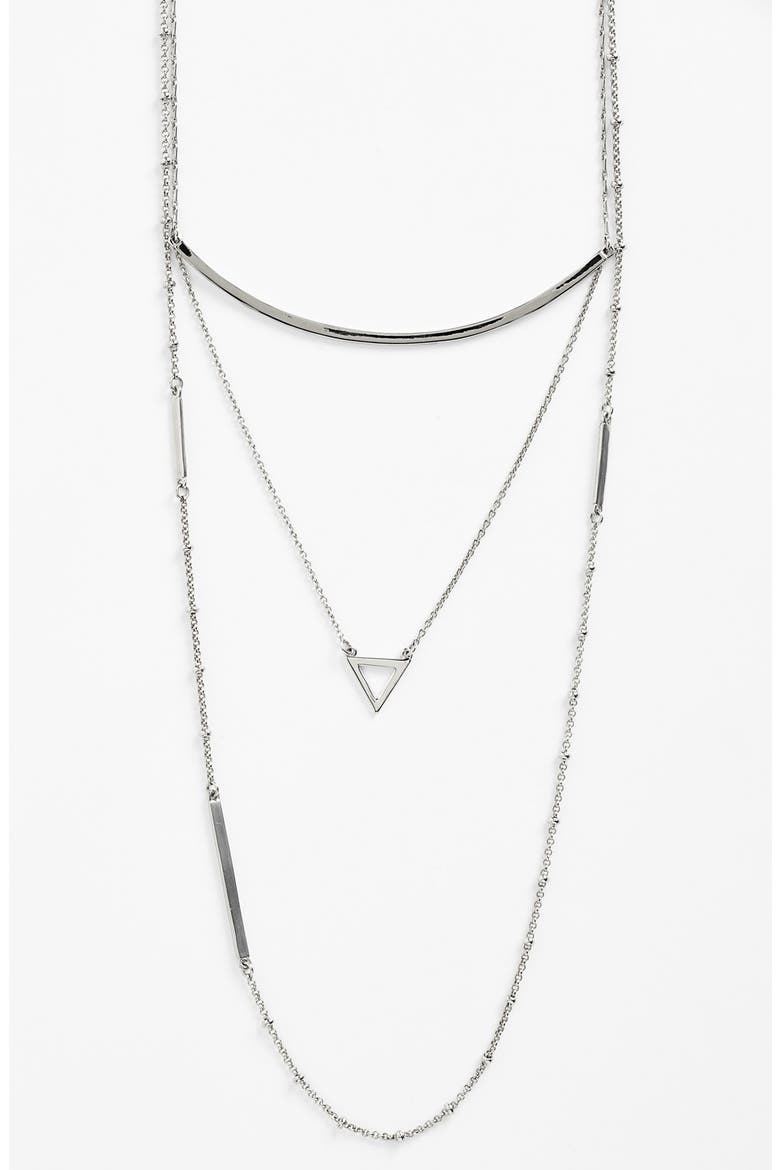 Asymmetrical Layered Necklace, Alternate, color, SILVER