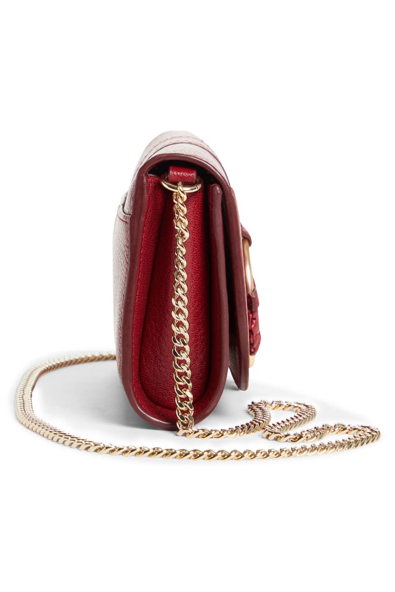 Hana Large Leather Wallet on a Chain, Alternate, color, SMOKED RED