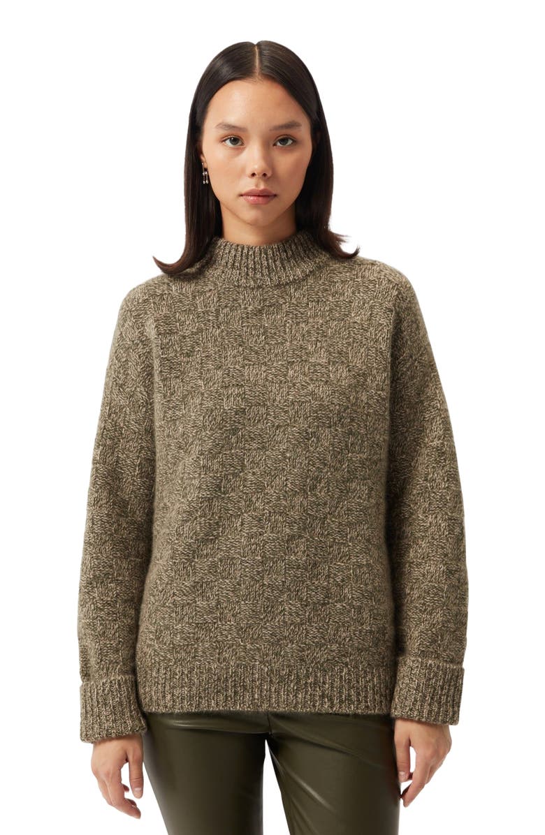 GOBI Mongolian Cashmere Basket-Weave Cashmere Sweater, Alternate, color, Capulet Olive