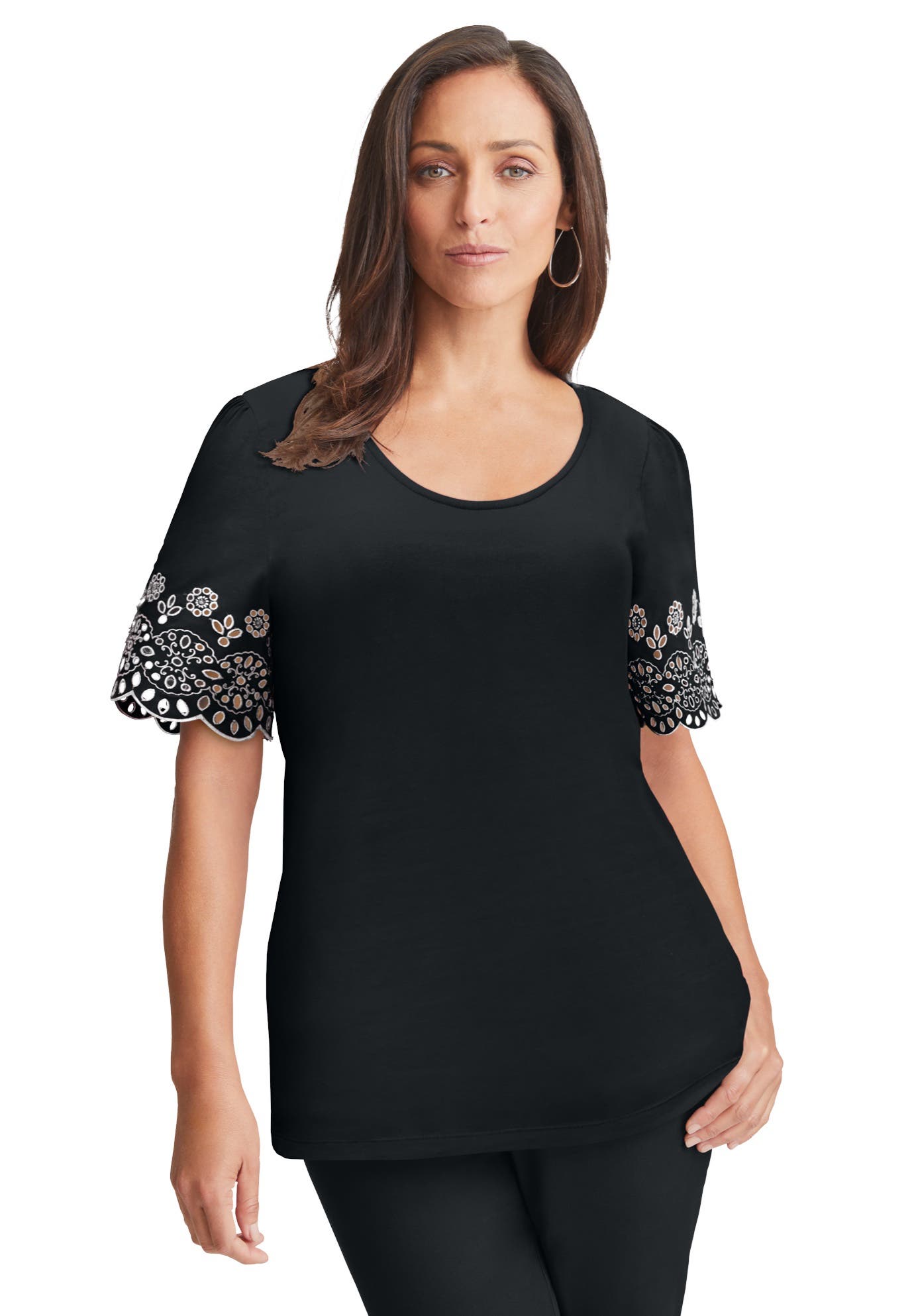 Eyelet Scoop-Neck Tee - image 5