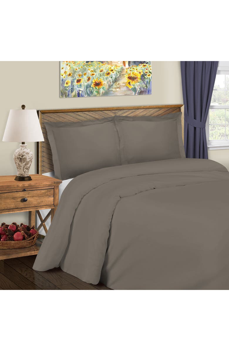 Superior Solid 800 Thread Count Sateen Duvet Cover & Shams Set, Alternate, color, Grey