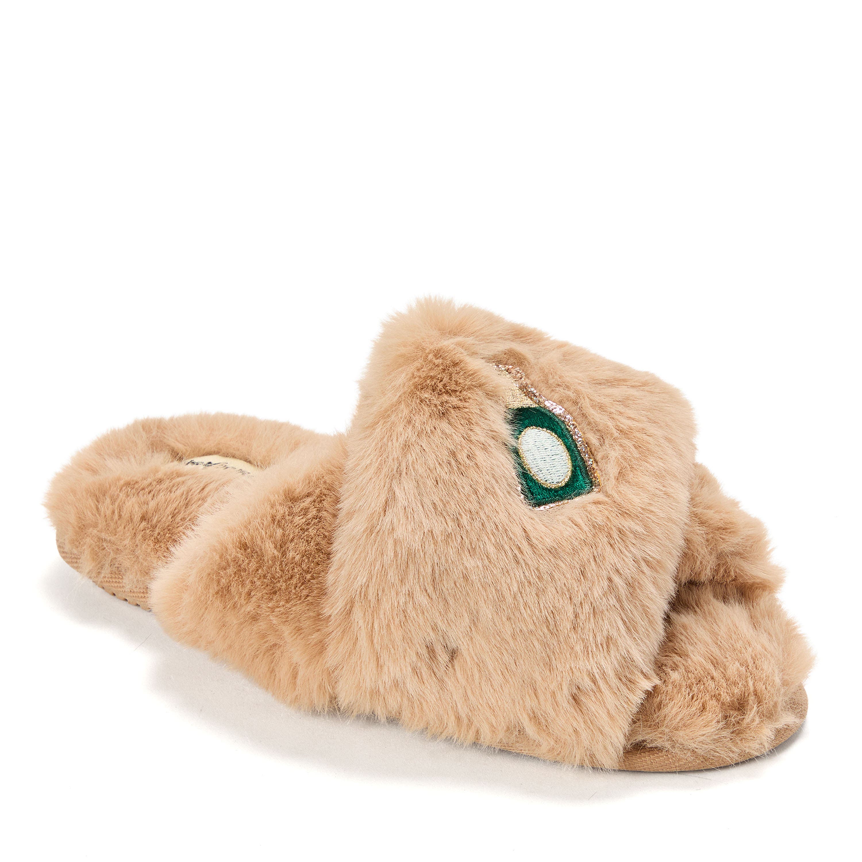 Fur Slide Slippers, Alternate, color, LATTE