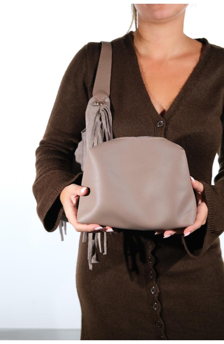 Forever & Always Shoes VALS Leather Shoulder Bag, Alternate, color, Grey Suede