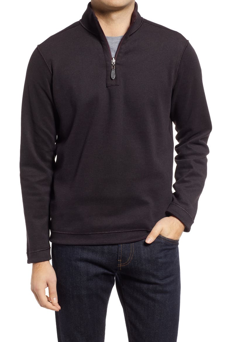 Reversible Quarter Zip Pullover, Alternate, color, BURGUNDY/ CHARCOAL