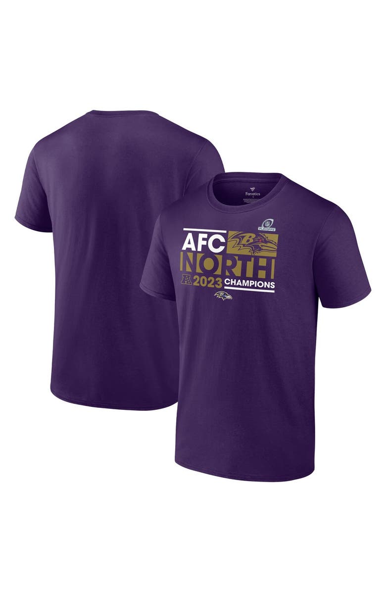 FANATICS Men's Fanatics Branded Purple Baltimore Ravens 2023 AFC North Division Champions Conquer T-Shirt, Main, color, 