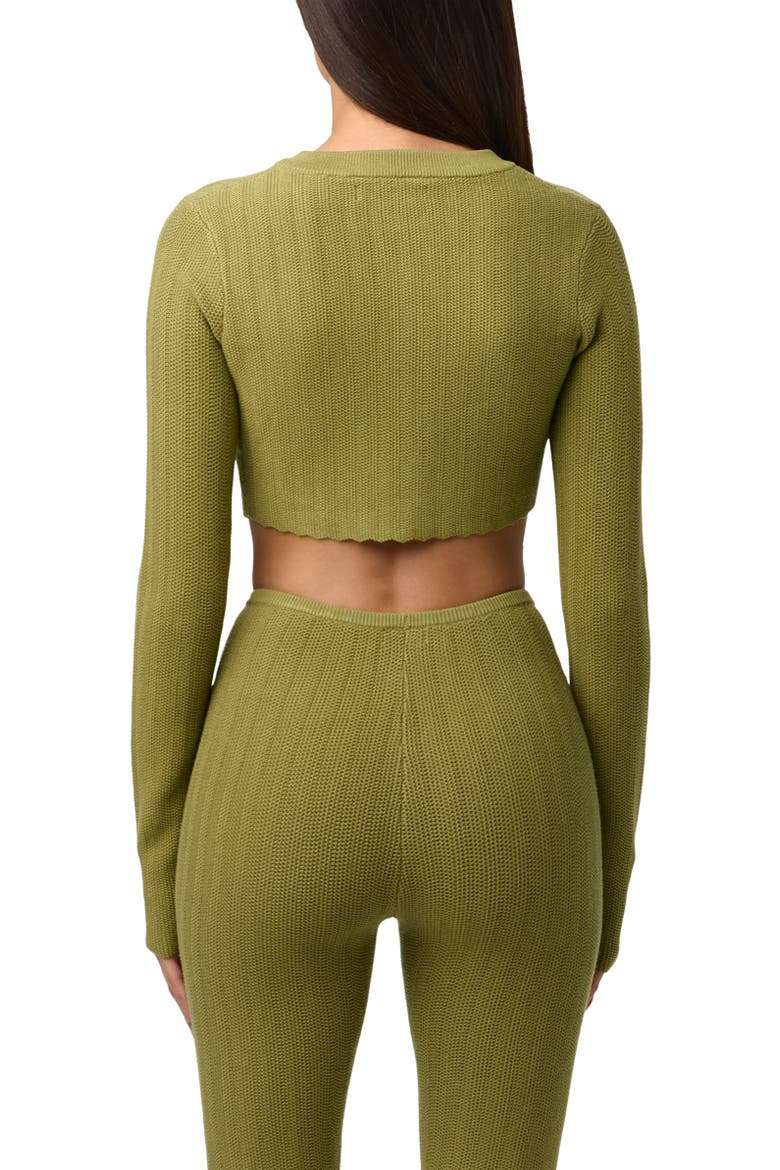 Flower Button Crop Cardigan, Alternate, color, SAGE