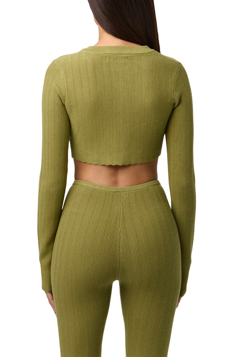 Naked Wardrobe Flower Button Crop Cardigan, Alternate, color, Sage