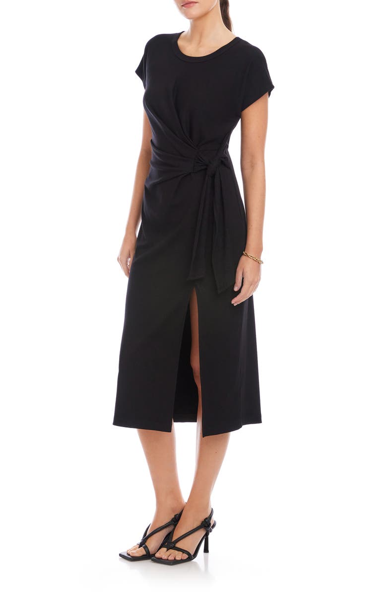 FIFTEEN TWENTY Marisa Side Knot Midi Dress, Alternate, color, Black