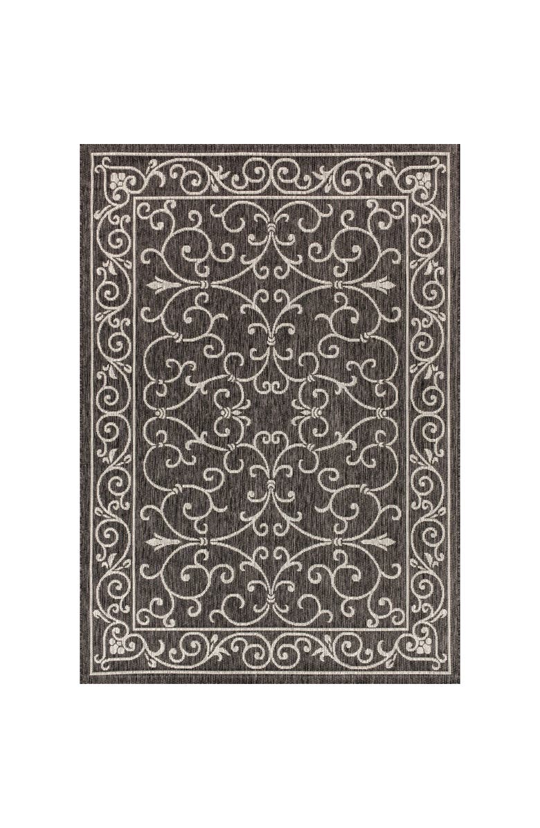 JONATHAN Y Charleston Vintage Filigree Textured Weave Indoor/Outdoor Area Rug, Main, color, Black/Gray