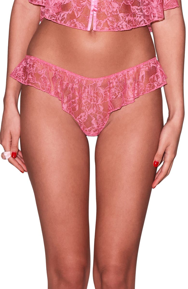 Fleur Du Mal Flutter Lace Thong, Main, color, 