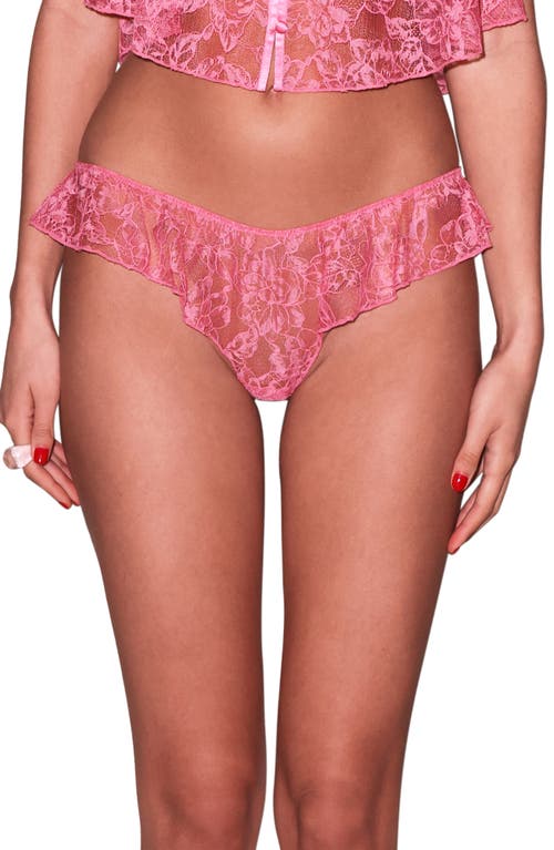 Fleur Du Mal Flutter Lace Thong In Pink Cadillac