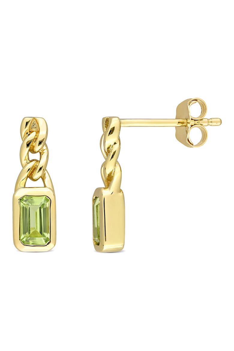 10k Yellow Gold Octagon Peridot Chain Link Stud Earrings, Main, color, GREEN
