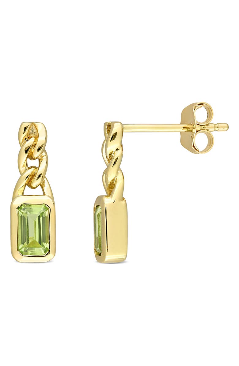 DELMAR 10k Yellow Gold Octagon Peridot Chain Link Stud Earrings, Main, color,