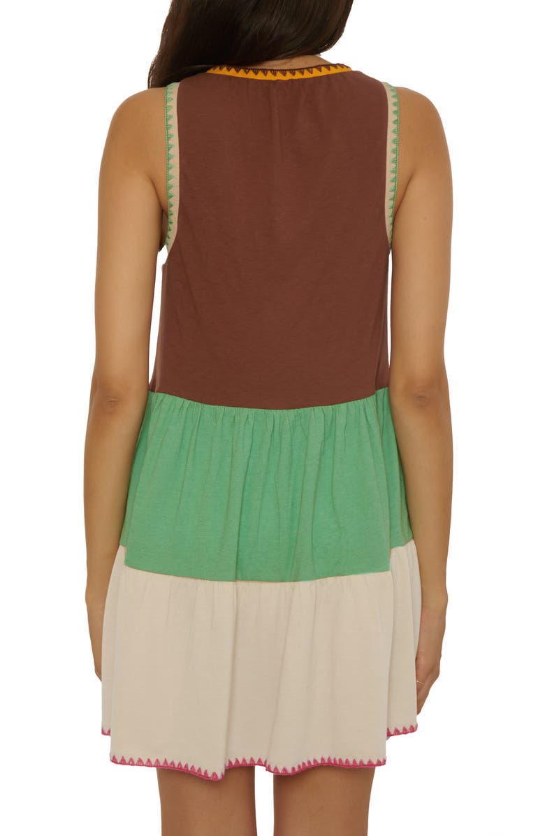 Lucky Brand Lagos Embroidered Colorblock Cover-Up Minidress, Alternate, color, Sea Grass