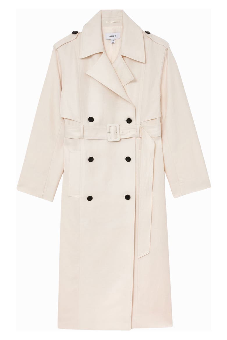 Charli Linen Blend Trench Coat, Alternate, color, WHITE
