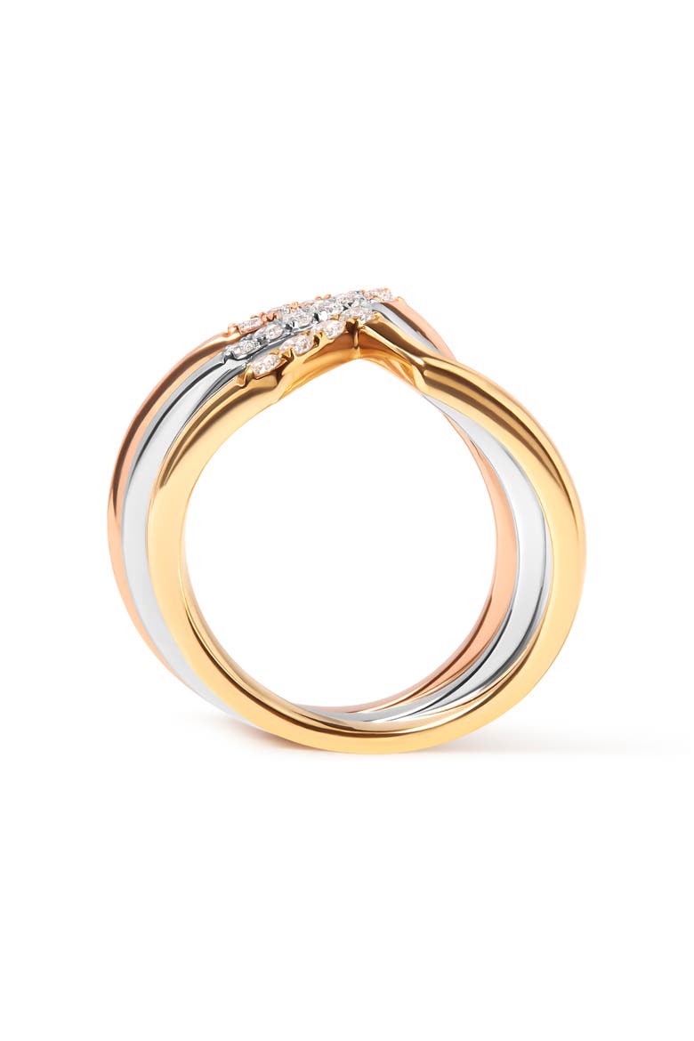 14K Gold 1/4 Cttw Diamond Chevron V Stackable Band Ring Set, Alternate, color, Yellow