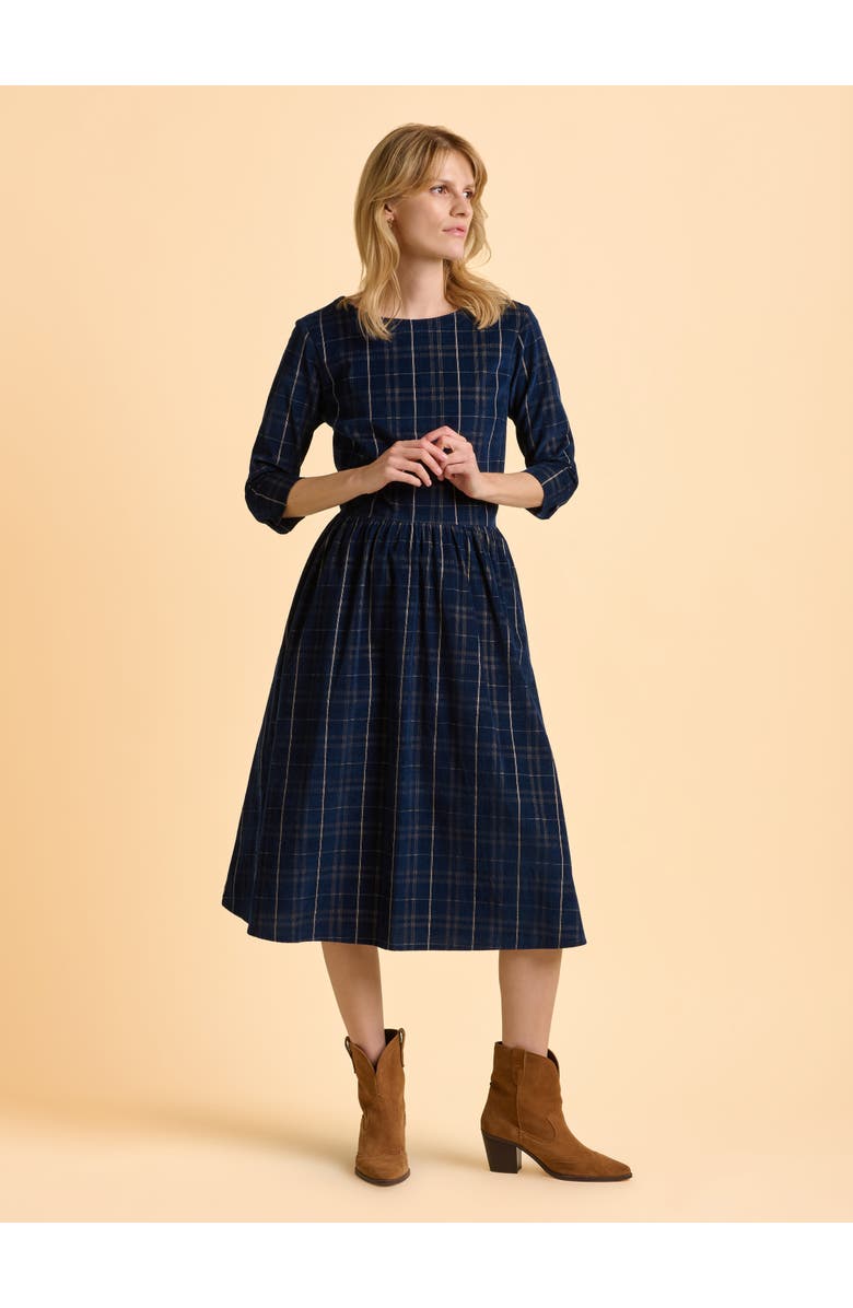 Brakeburn Lilliput 3/4 Sleeve Boat Neck Midi Dress, Alternate, color, Blue