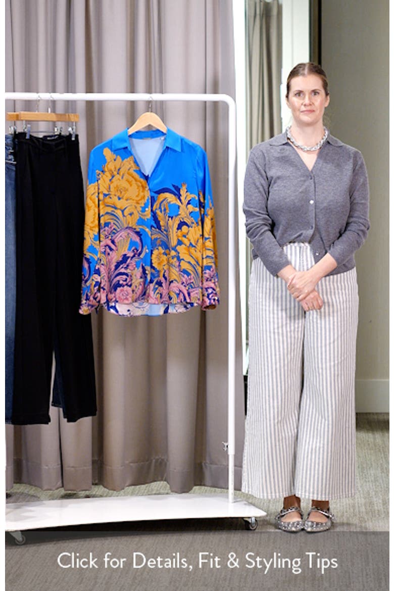 The Madeline Placed Floral Stretch Silk Button-Up Shirt video