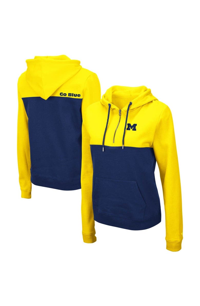 COLOSSEUM Women's Colosseum Maize/Navy Michigan Wolverines Aidan Lightweight Half-Zip Hoodie, Main, color, Maize