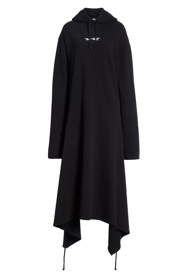 Hoodie Wrap Dress, Alternate, color, BLACK
