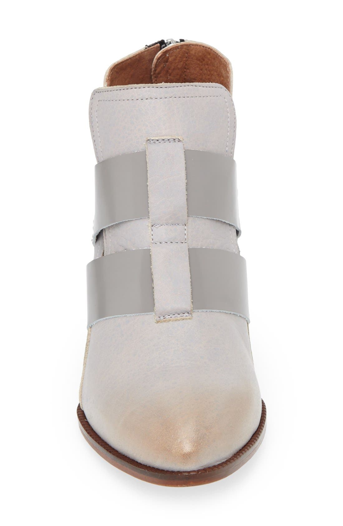'Alice' Pointy Toe Leather Ankle Bootie, Alternate, color, GREY