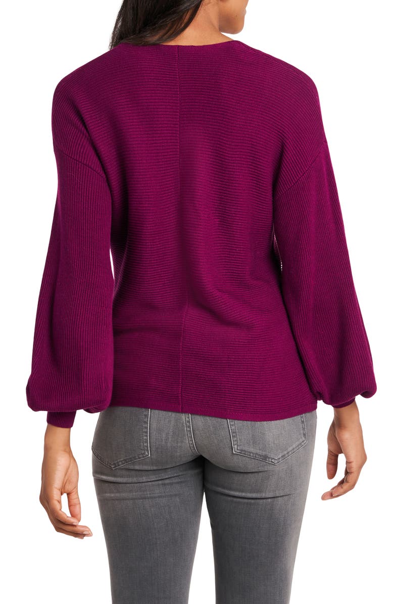 1.STATE Ribbed Balloon Sleeve Cotton Blend Sweater, Alternate, color, Plum Fairy