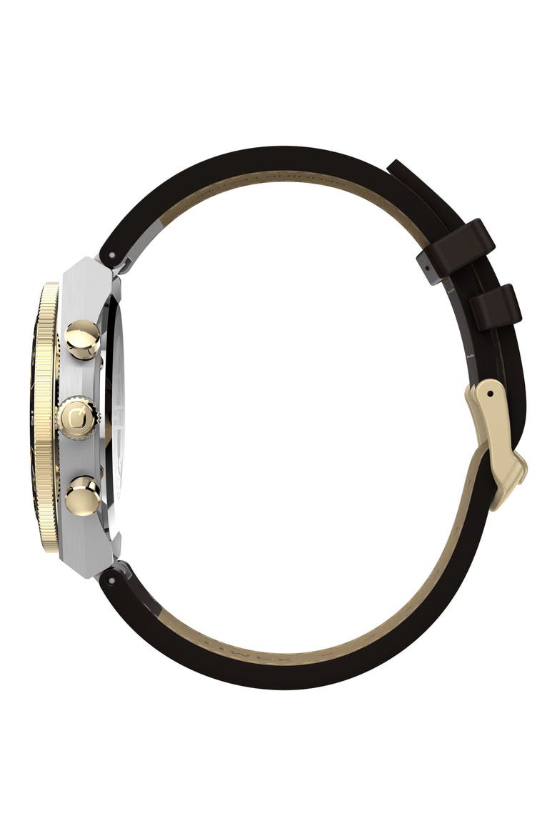 Continental Leather Strap Watch, 40mm, Alternate, color, SILVER-TONE