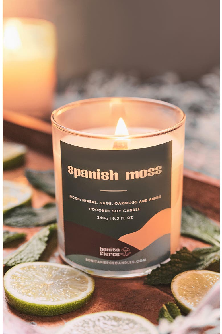 Spanish Moss Candle, Alternate, color, WHITE/ GREEN