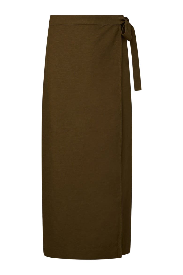 Air Linen Maxi Wrap Skirt, Alternate, color, OLIVE