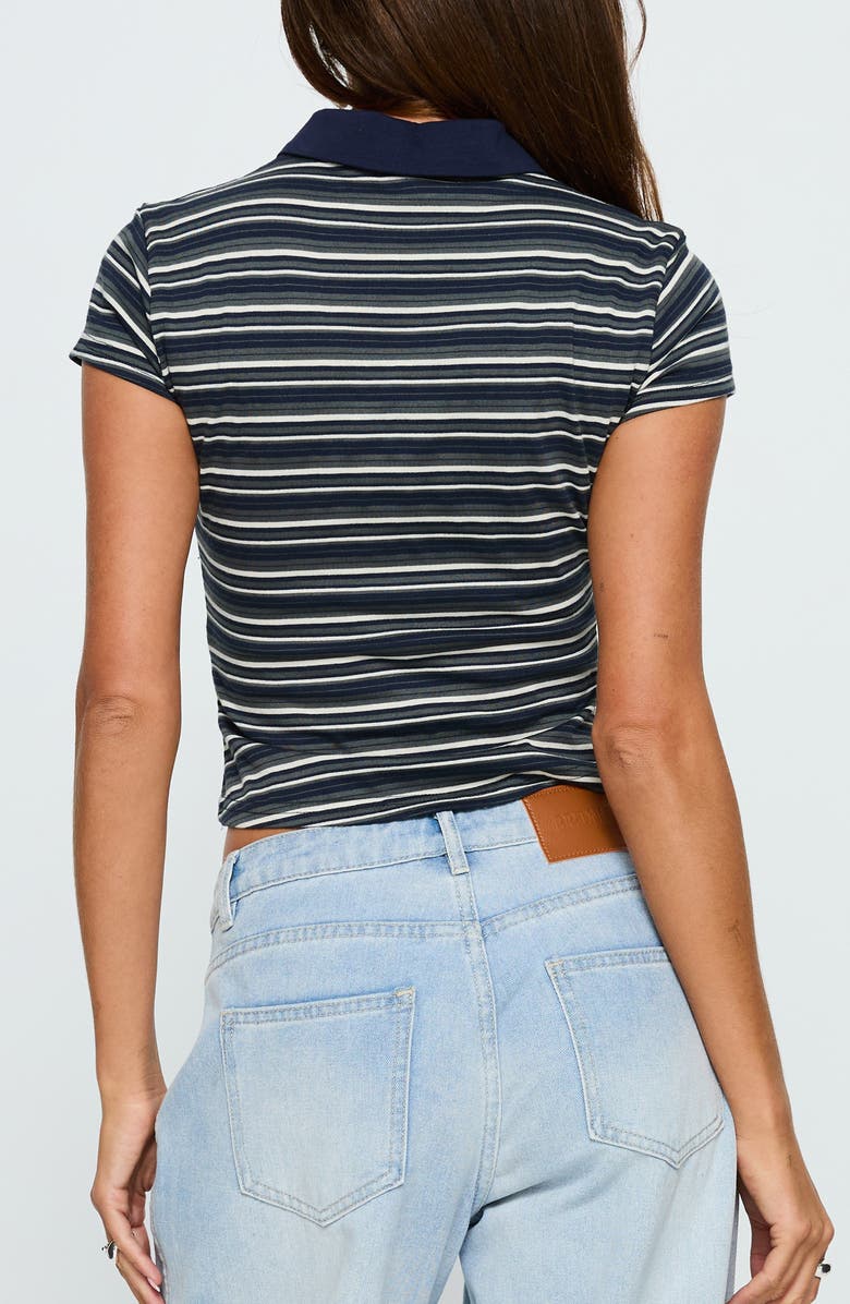 Princess Polly Sylvanna Stripe Cotton Blend Polo, Alternate, color, Navy Stripe