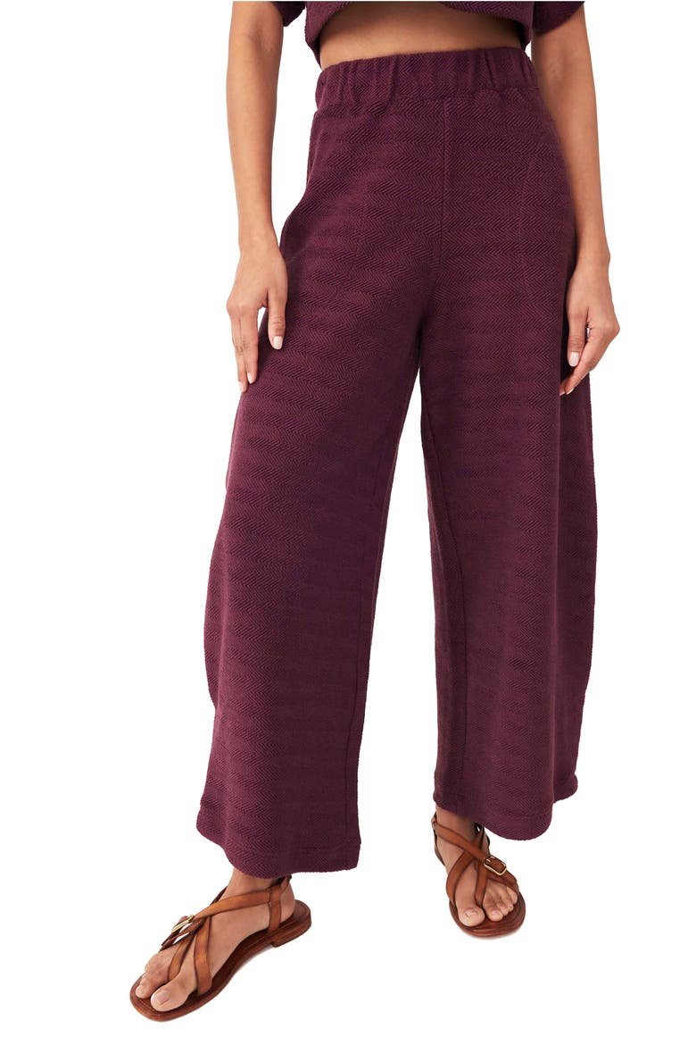 free-est Free People Changing Tides Cotton Crop Top & Pants, Alternate, color, THUNDERCLAP